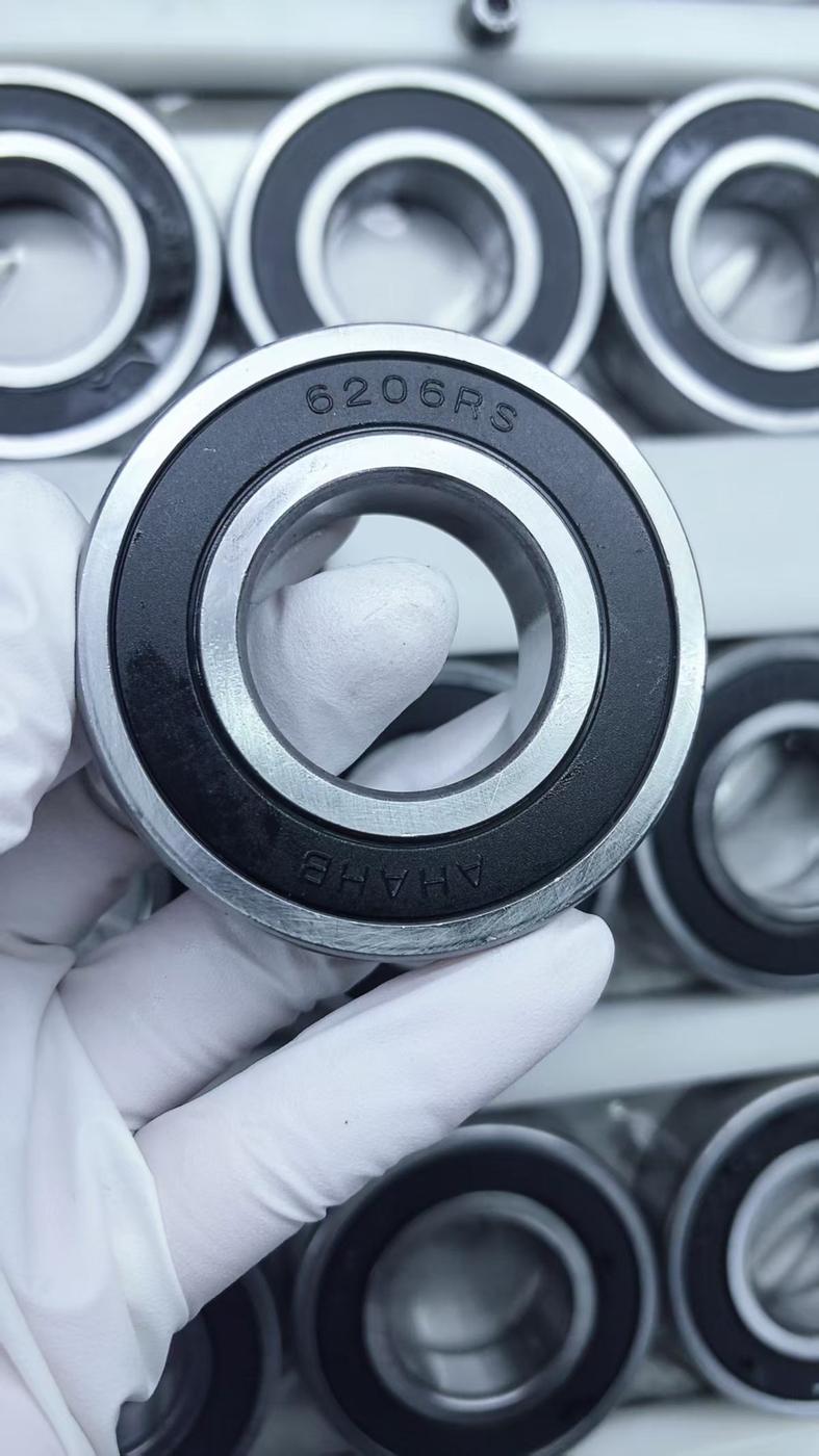 Shielded deep groove ball bearing photographed in the workshop